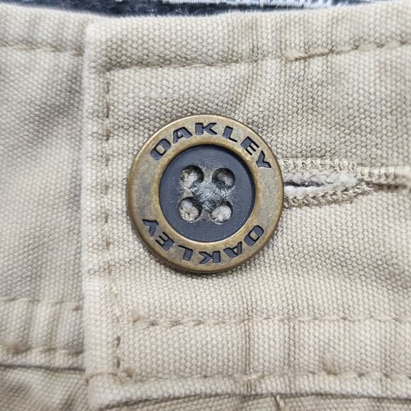 Vintage Y2K Oakley Shorts Mens 36 Tan Cargo Utility Outdoors Drawstring Khaki - Picture 2 of 16